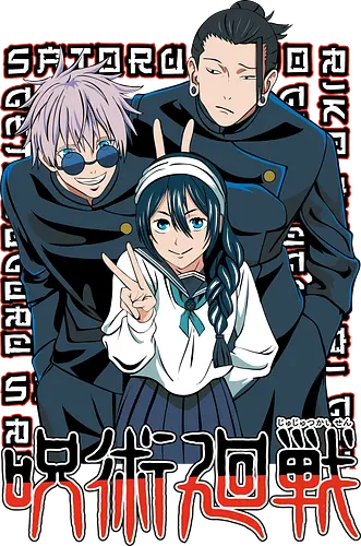 Gojo Group Satoru JJK Squad Goals - gojo satoru, jjk cast, group design, blue black palette, jujutsu kaisen squad, anime fan gift set, otaku crew shirt, shonen group art - Standard T-Shirt