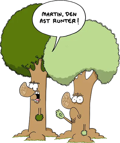 Den Ast runter - Baum, Bäume, Martin, Wald, Ruthe, Comic, Cartoon - Standard T-Shirt