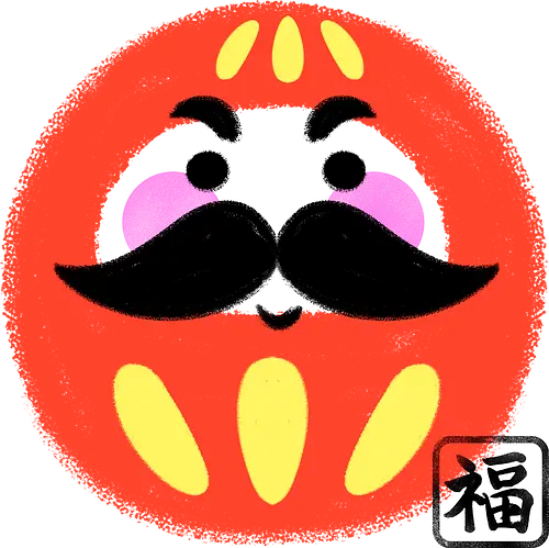 Mustached Daruma - japan, daruma, daruma doll, good luck, japanese culture, cute, geek, funny, doll, kawaii, zen, japanese - Standard T-Shirt