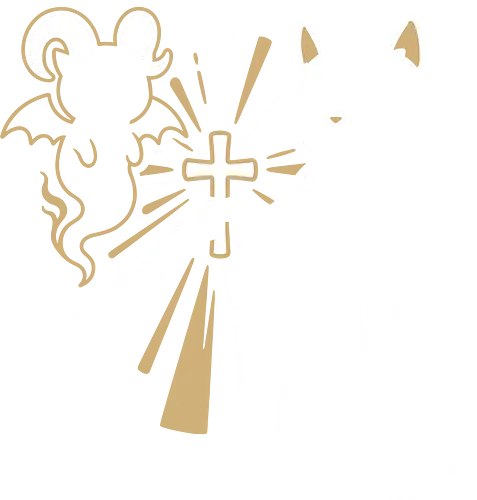 Holy Purr-tection: The Exorcist Cat - funny demon graphic tee, minimalist negative space art, holy feline apparel, cute occult streetwear, witchy cat clothing, subtle dark humor tee, religious parody shirt, kawaii gargoyle design, aesthetic cat merch, exorcist cat shirt - Standard T-Shirt