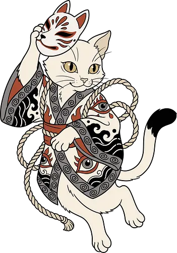 Neko Yokai: The Disguised Spirit - Japanese cat shirt, Yokai spirit graphic tee, Kitsune mask apparel, traditional kimono design, anime cat streetwear, aesthetic otaku fashion, neo traditional tattoo clothing, spooky feline merch, folklore animal tee, Japanese demon mask shirt - Standard T-Shirt