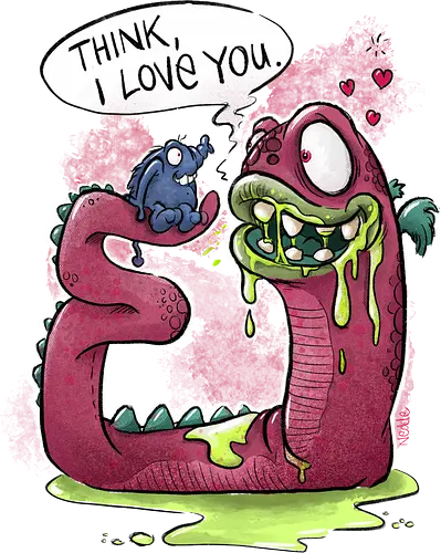 Thinking about Love. - Monster, Monsta, Wurm, Love, worm, Liebe - Standard T-Shirt