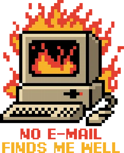 Pixel Email Fire Computer - Pixel Art, Pixel, Pixels, Email, Work, Workplace, Working, No Work, Hard Work, Not To Work, Work Life, Workspace, Fire, Flames, Flame, Retro Computer Design, Retro Computer Art, Computer, Fine, I'm Fine, Everything Is Fine, This Is Fine, Vintage, Retro, Retro Vintage, Old, Old School, Oldschool, Sarcasm, Sarcastic Art, Sarcastic, Sarcastic Humor, Sarcastic Quote, Irony, Ironic Humor, Ironic, Quote, Ironic, Jokes, Joke, Fun, Funny, Memes, Meme, Internet, Wellness, Well - Standard T-Shirt