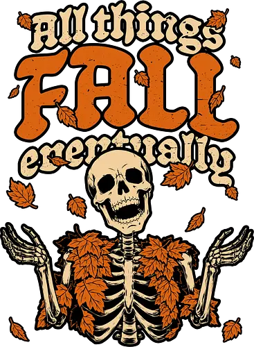 Skeleton Autumn Leaves - Halloween, Halloween Design, Halloween Art, Halloween Aesthetic, Halloween Pumpkin, Halloween Vibes, Spooky, Spooky Season, Creepy, Scary, Scary Art, Pumpkins, Pumpkin, Skeleton, Skull, Dark, Horror, Horror Stories, Fright, Creature, Autumn, Autumn Leaves, Autumn Vibes, Autumn Season, Fall, Fall Leaves, Fall Vibes, Leaves, Leaf, Pumpkin Season, Fun, Funny, Dark Humor, Humor, Sarcastic, Sarcasm, Irony, Dread, Existential Dread. Laugh, Laughing, Nihilist Humor, Nihilist, Relatable, Pain - Standard T-Shirt
