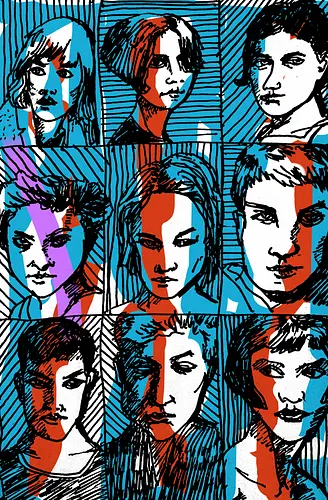 Glitches Faces. Cyberpunk 3D Effect T shirt - sketches, Frauen, expressiv, women, streetwear graphic, artsy shirt, linocut art, Holzschnitt, handmade aesthetic, urban wear, illustration, graphic tee, artistic tee, indie ästhetik, boho vibe - Standard T-Shirt