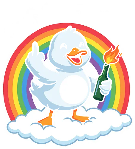 Chaotic Good: The Riot Duck - funny duck shirt, chaotic energy graphic tee, edgy cartoon streetwear, meme duck apparel, molotov cocktail design, sarcastic animal shirt, middle finger graphic, ironic cute clothing, internet humor fashion, cute but psycho tee - Standard T-Shirt