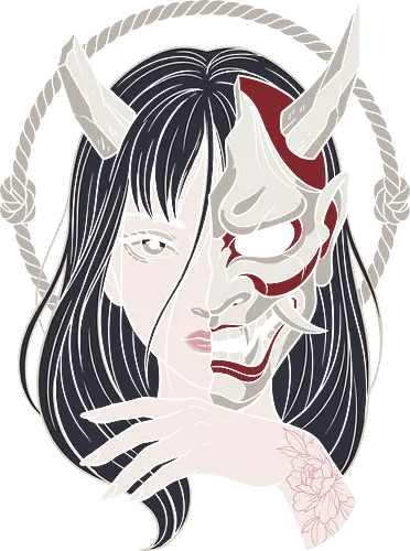 Duality of the Yokai: Hannya Girl - Hannya mask shirt, Japanese demon girl tee, neo traditional tattoo apparel, Yokai folklore streetwear, split face graphic design, dark aesthetic anime clothing, Irezumi tattoo merch, Oni mask fashion, alternative Japanese streetwear, demon princess shirt - Standard T-Shirt