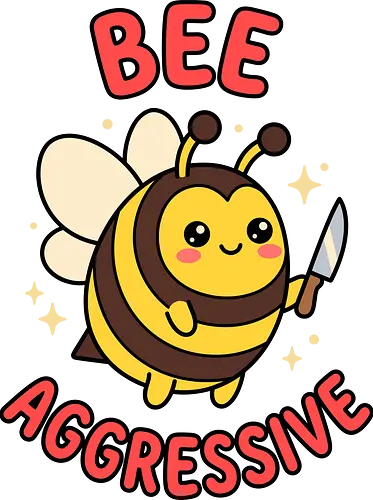 Bee Aggressive: The Killer Bee - funny bee shirt, bee aggressive graphic tee, kawaii animal streetwear, cute but psycho clothing, knife wielding animal design, ironic meme apparel, dark humor fashion, chubby bee merch, quirky graphic tee, funny insect pun shirt - Standard T-Shirt