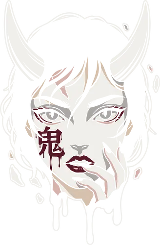 Phantom Oni: The Dripping Yokai - Oni girl shirt, Japanese demon graphic tee, dark anime streetwear, Yokai spirit apparel, goth anime clothing, melting anime face design, horned demon girl, aesthetic kanji shirt, dark fantasy fashion, alternative otaku streetwear - Standard T-Shirt