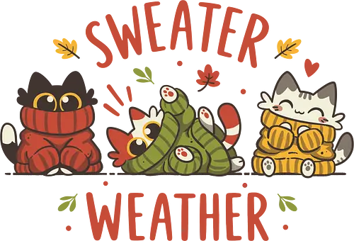Sweater Weather Kittens – Autumn Cats - sweater weather, cut cats, funny cats, black cat, autumn vibes, fall season, october, thanksgiving, fall leaves, cozy, kawaii, cat lover - Standard T-Shirt