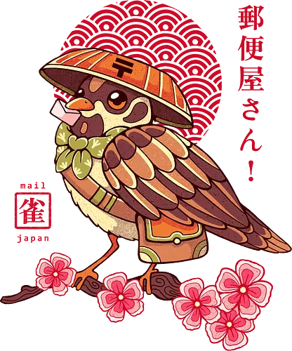 POST BIRD - japan, japanese, bird, sakura, cherry blossom, floral, cultural, post mail - Standard T-Shirt