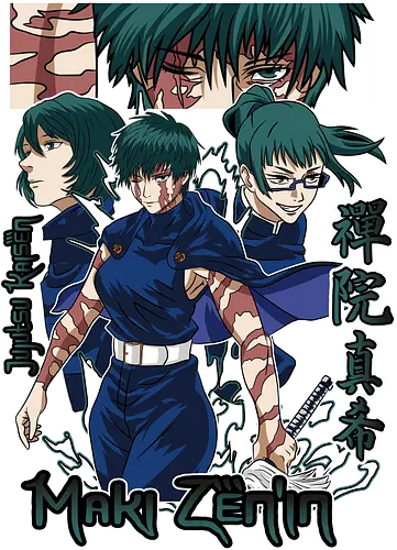 Maki Zenin Tokyo Squad Cursed Force - maki zenin, Jujutsu, tokyo jujutsu high, team art, cursed energy, group design, anime birthday, dark aesthetic - Standard T-Shirt