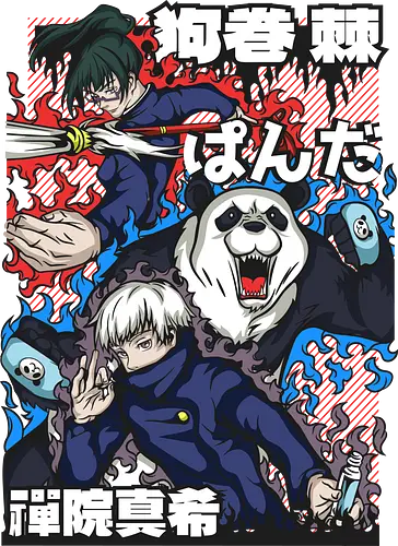 Panda Maki Toge Inumaki Trio Vibes - panda jjk, toge inumaki, maki zenin, Jujutsu, team trio, cursed squad, anime group tee, otaku fan - Standard T-Shirt