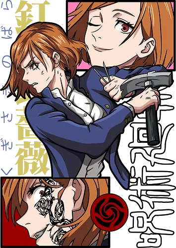 Nobara Kugisaki Hammer Down Attitude - nobara kugisaki, Jujutsu, fierce female, cursed nail, urban anime, otaku gift, anime lover, orange hair - Standard T-Shirt