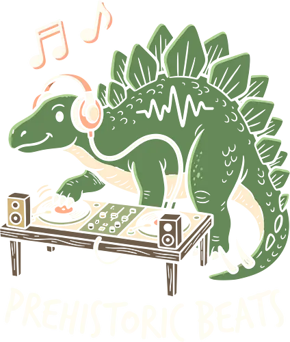 Prehistoric Beats: The DJ Stegosaurus - DJ dinosaur shirt, Stegosaurus graphic tee, prehistoric beats apparel, funny music streetwear, vinyl record clothing, retro dino merch, lo-fi aesthetic fashion, music producer gift, quirky animal design, jurassic DJ tee - Standard T-Shirt