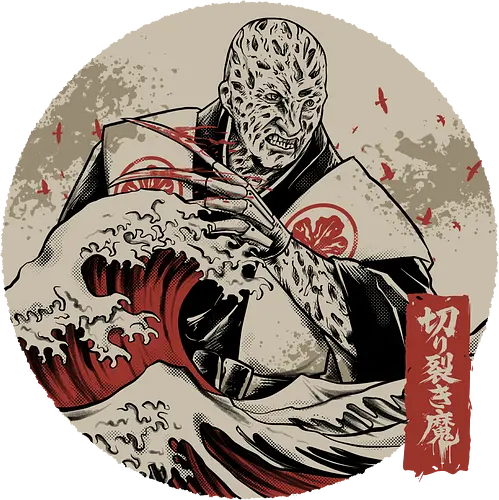 the nightmare samurai  - jasonvoorhees, freddy krueger, friday13th, horror movies, slasher, halloween town, hocus pocus, elmstreet, nightmare, waveoffkanagawa, japanese, shinobi, samurai, horror, halloween - Standard T-Shirt
