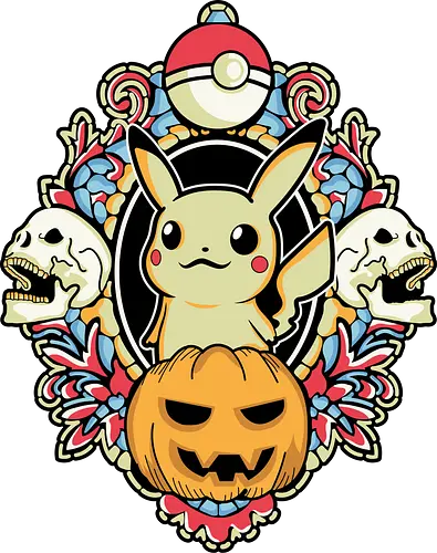 Little Lightning Lord Of October - electric spirit, yellow kawaii, chibi halloween, thunderbolt aesthetic, anime gift for her, spooky buddy, pikachu aesthetic, weeb fall shirt, pocket - Standard T-Shirt