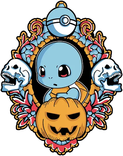 Shell Knight Of The Autumn Altar - water spirit, turtle chibi, spooky blue vibes, anime halloween gift, kawaii creature, shell guardian, otaku fall shirt, cozy spooky, pocket - Standard T-Shirt