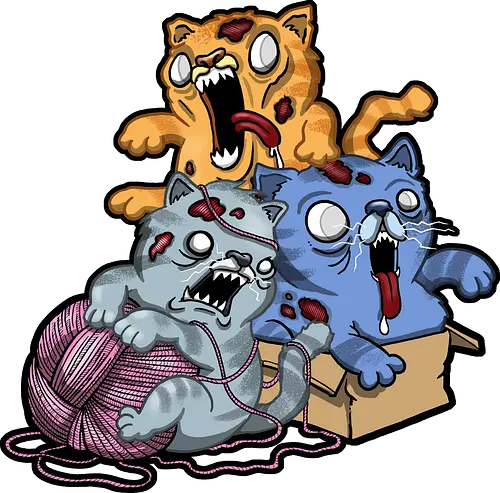 Zombiekatzen - cat, katze, zombie, creepy, cute