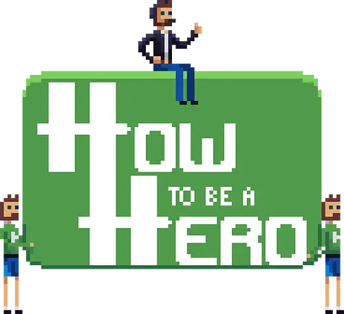 How to be a Hero - Howky trägt Logo - htbah, rpg, rollenspiel, pen and paper, würfel, hauke