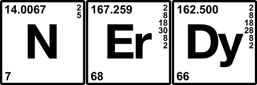 N Er Dy - chemie, chemistry, nerd, nerdy, table of elements, element, nitrogen, erbium, dysprosium