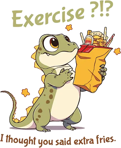 Exercise or extra fries? - Exercise, fries, fritten, fast food