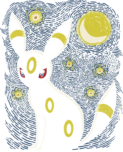 Moonlight Night - pocket, mon, gaming, mashup, starry night, art, kunst