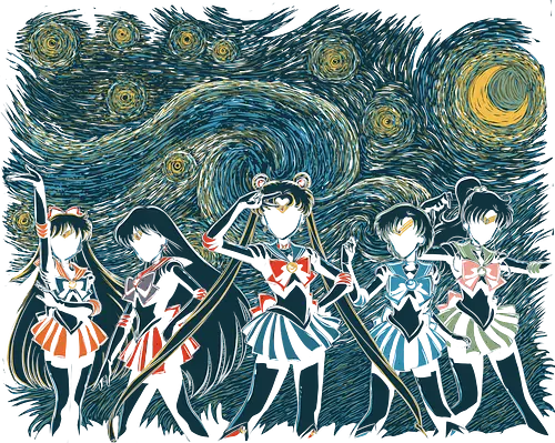 Sailor's Night - anime, sailor, moon, bunny, mashup, van gogh, starry night