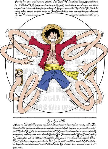 Vitruvian Pirate - vitruvian man, luffy, ruffy, monkey, leonardo da vinci