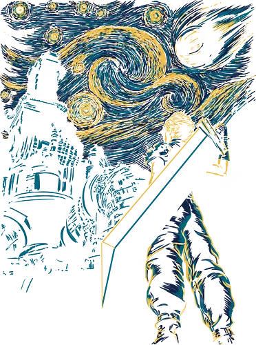 Starry Remake - gaming, mashup, starry night, van gogh, ff7, remake, remaster