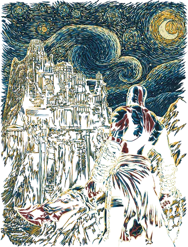 Starry Olympus - starry night, van gogh, god, war, kratos