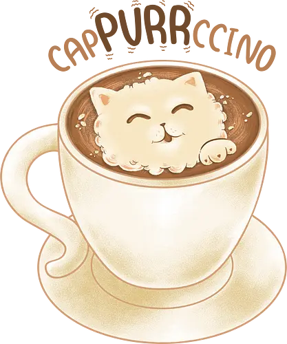 CapPURRccino - cat, coffee, Cappuccino, fun, drink, mashup