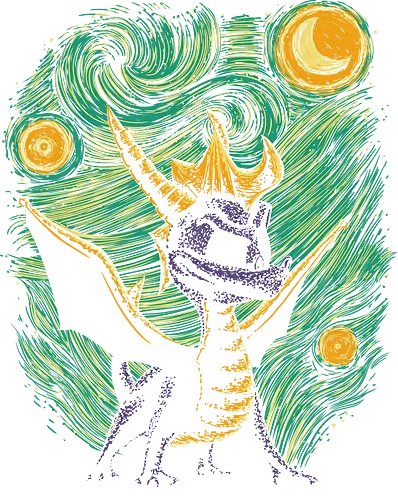 Starry Dragon - starry night, van gogh, dragon, gaming, Retro Games