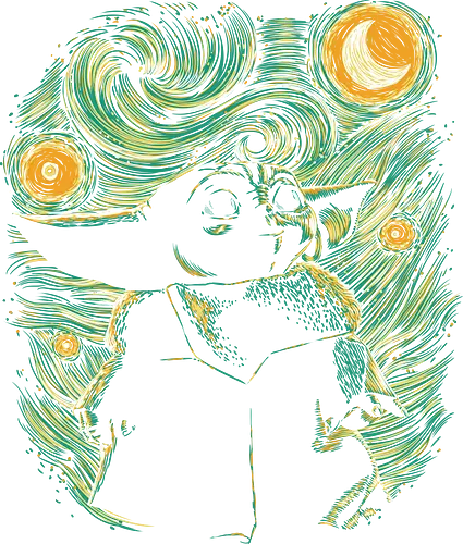 Starry Child - starry night, van gogh, child, alien, baby, space opera