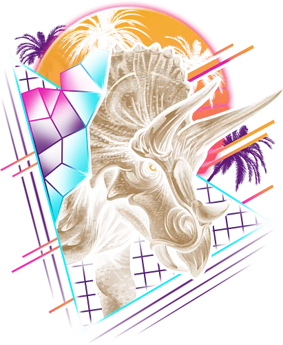 Rad Triceratops - dinosaur, rad, 80s, retro, Jurassic