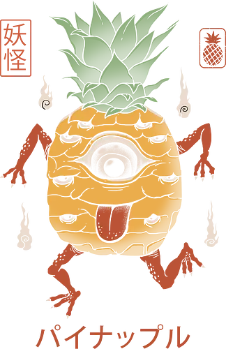 Pinpple Yōkai - yokai, ananas, obst, fruit, geist, ghost, japan, monster, pinpple