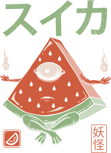 Watermelon Yōkai - yokai, wassermelone, watermelon, obst, fruit, geist, ghost, japan, monster, mononke