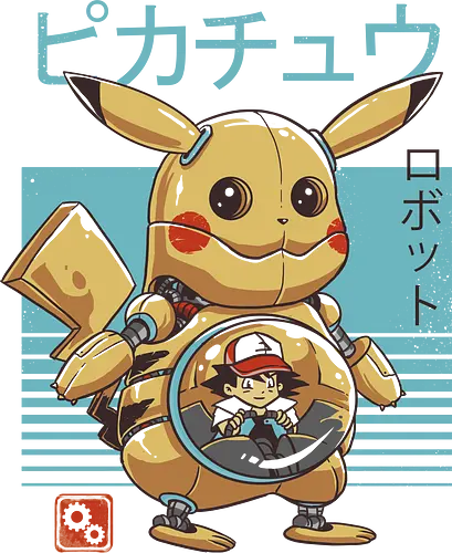 Pika Bot - ash, gaming, retro, monster, pocket, manga, anime, mecha, robot, classic