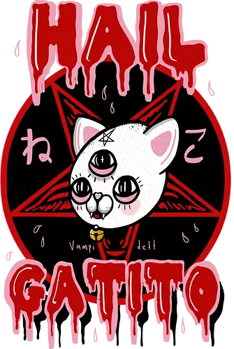 Hail Gatito - Gatito, kitten, hell, pentagram, dark, goth, cat, katze