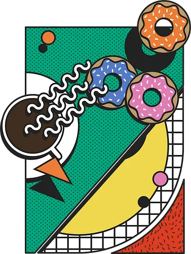 coffee & donuts - kunst, art, Abstrakt, Kandinsky, Geometrical, memphis design