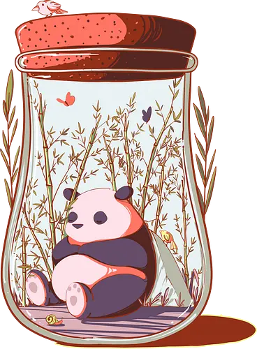 Tiny panda - panda, Bottle, flasche, cute, Smol, small