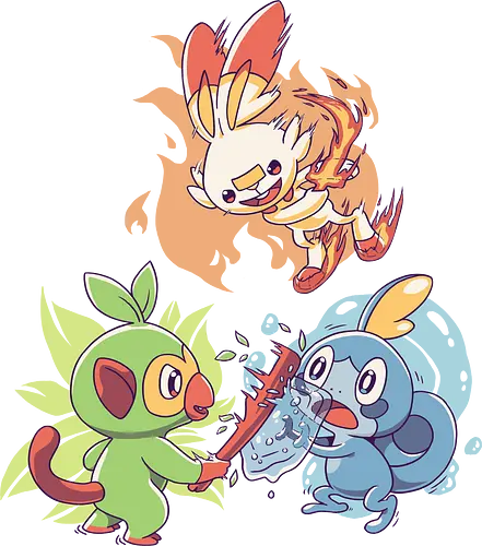 Starters - pocket, monster, sword, shield, cute