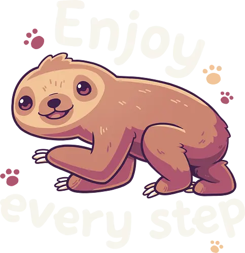 Enjoy every Step - sloth, faultier, Schritt, slow, langsam