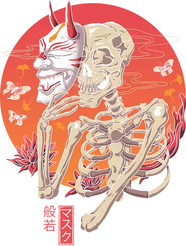 Rad Devil Mask - rad, devil, mask, skeleton, skelett, japan, nippon, sun, sonne, oni, yokai, mythologie