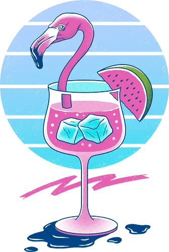 Tropical Chill Wave - flamingo, sommer, drink, summer, tropical, neon, eighties, achtziger, 80s, wave, cocktail, Vaporwave