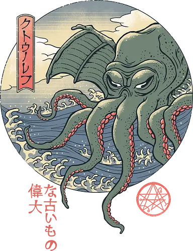 Cthulhu Ukiyo-e - cthulhu, kaiju, monster, lovecraft, h.p. lovecraft