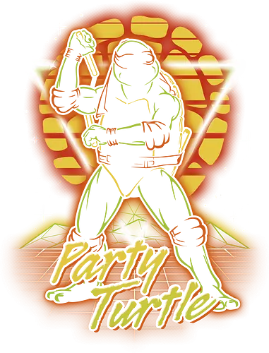 Retro Party Turtle - turtle, ninja, mutant, hero, cartoon, movie, retro