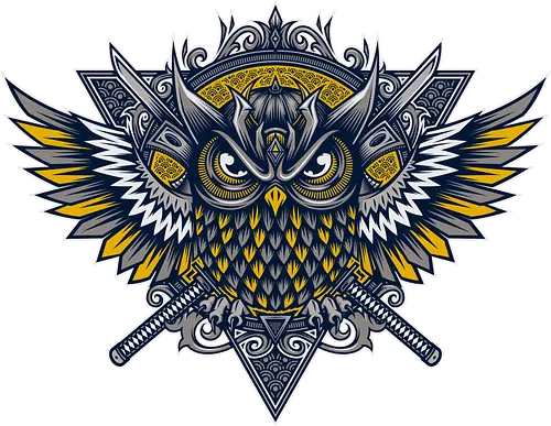 Owl Samurai - eule, samurai, japan, katana