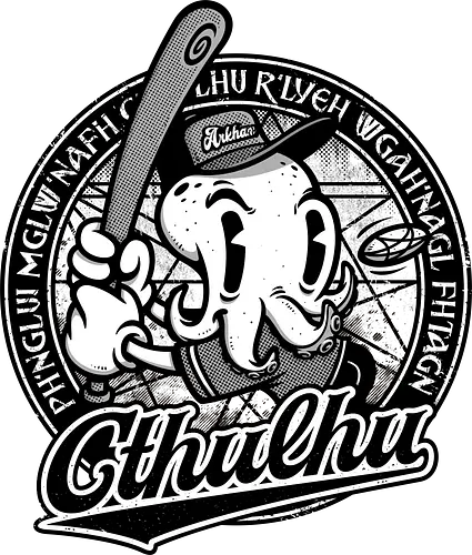 Player Cthulhu - cthulhu, comic, baseball, r'lyeh, lovecraft, fantasy, mashup