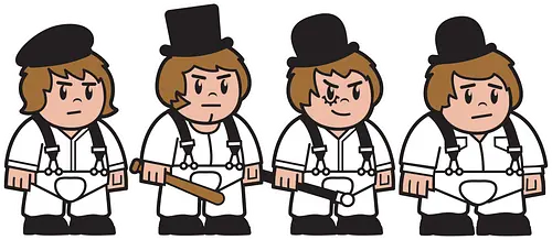 Chibi Droogs - clockwork orange, uhrwerk orange, droogs, alex, kubrick, burgess, classic